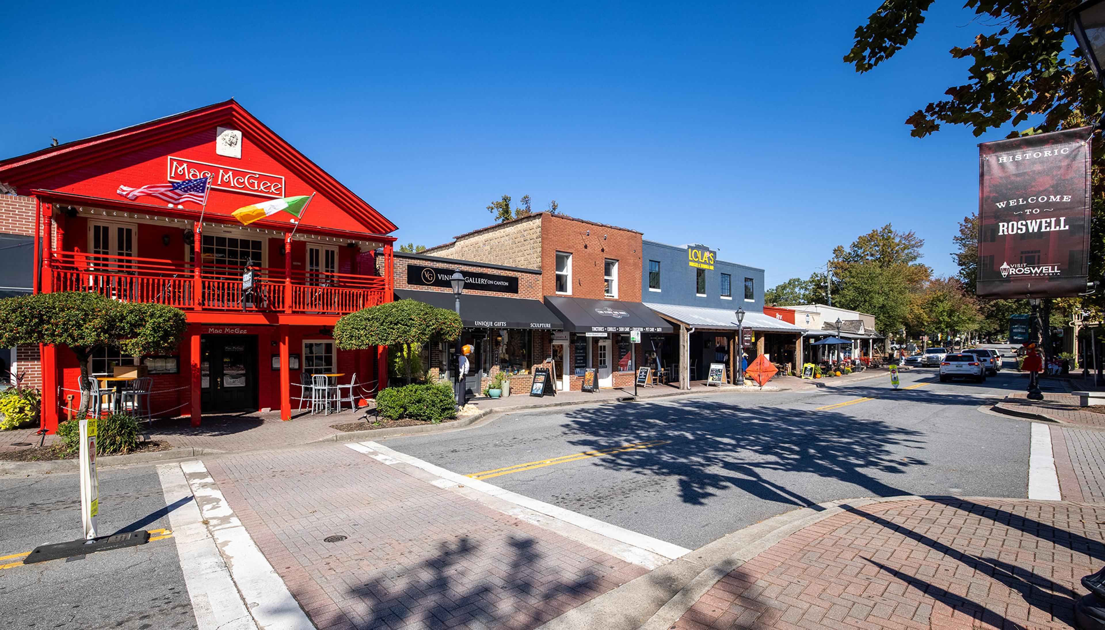 Downtown Roswell with historic buildings