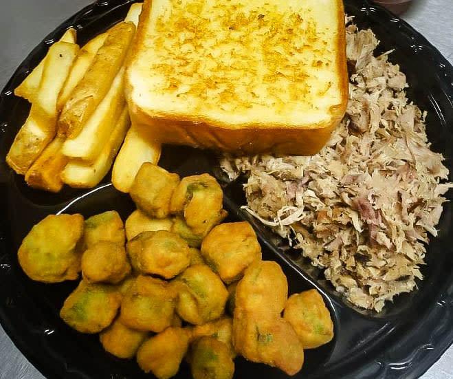 Delicious BBQ platter at Blue Ridge Mountain Bar-B-Q